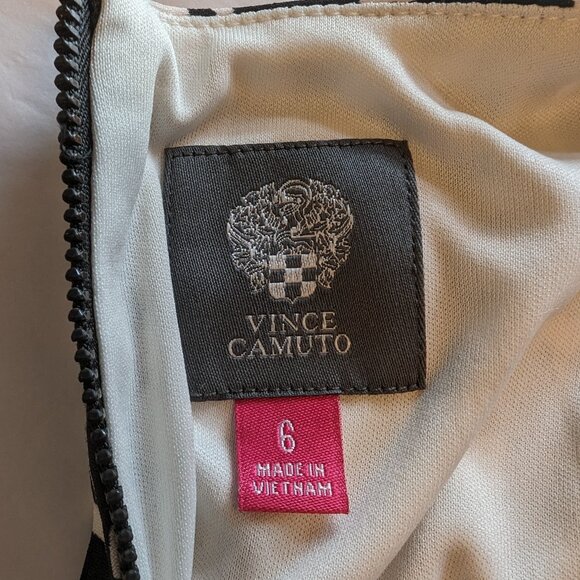 VINCE CAMUTO ART TO WEAR dress SIZE 6 STEATH LONG SLEEVES black on white SPANDEX - Picture 8 of 13